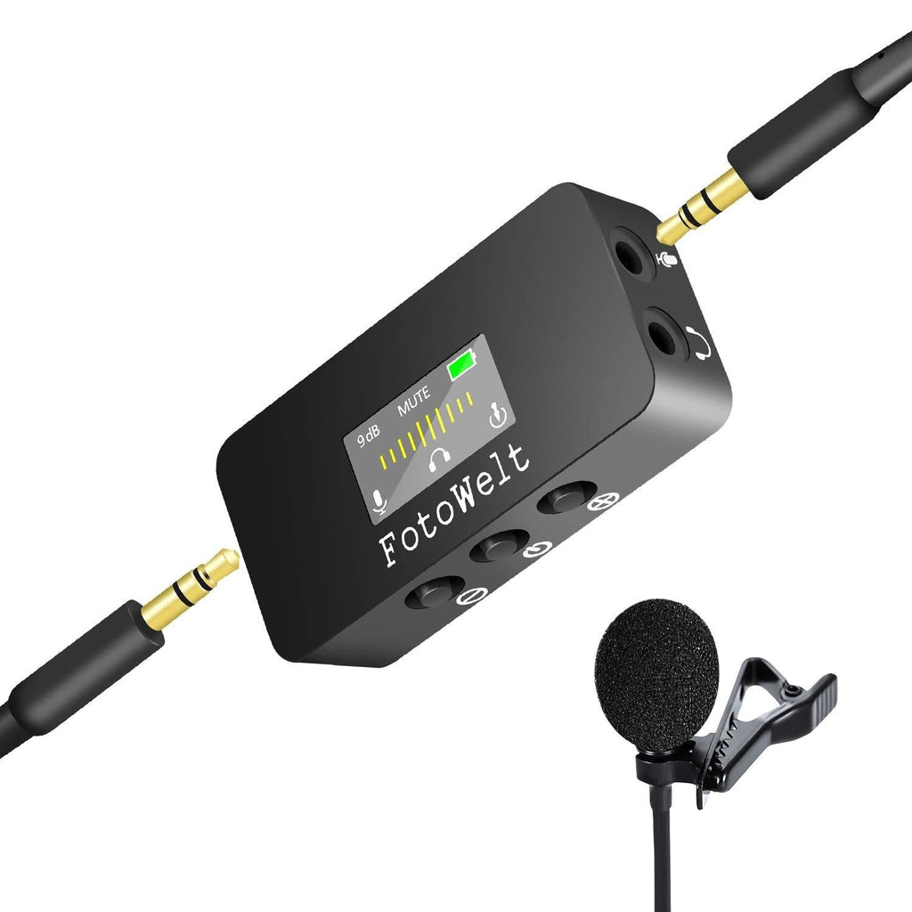 [AUSTRALIA] - Professional Wired Lavalier Microphone for iPhone Clip on Microphone with OLED Display, Realtime Monitor, Noise Reduction, Rechargeable Shirt Lapel Lav Mic for Camera YouTube Podcast Filming Recording 