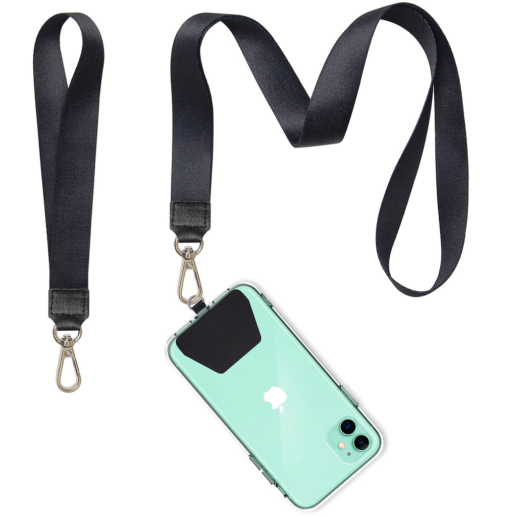 Phone Lanyard, COCASES Wrist Lanyard and Neck Lanyard for Keys ID Badge Set Phone Tether for iPhone, Galaxy & Most Smartphones Black