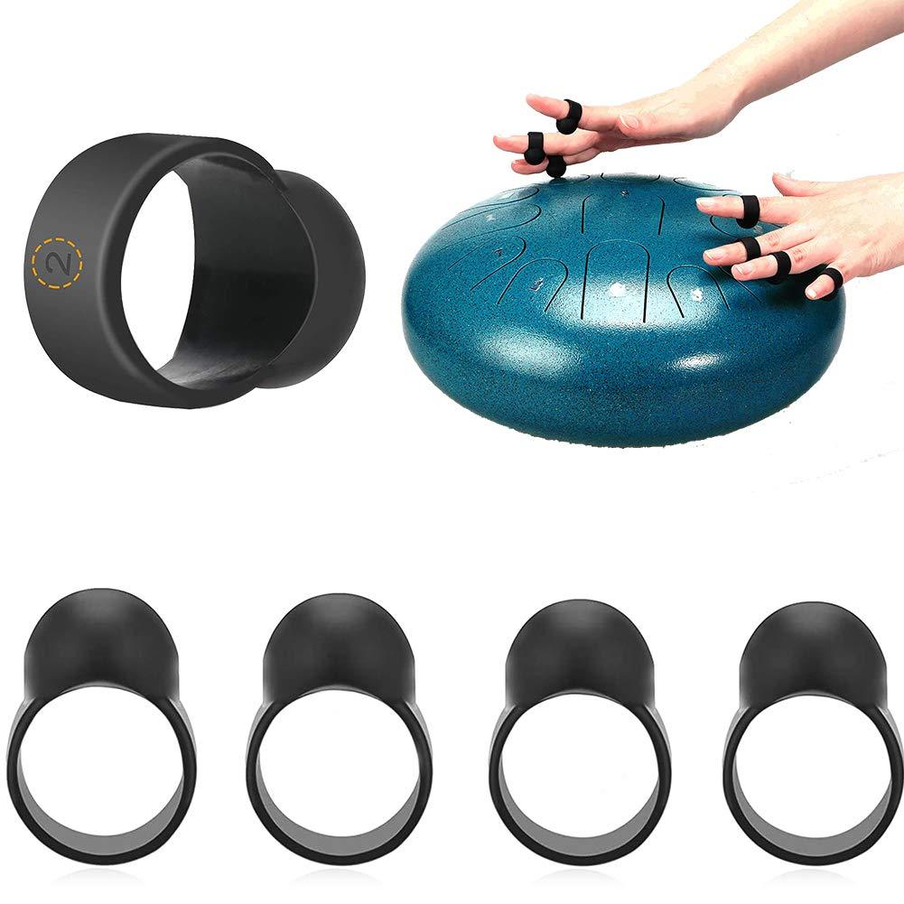 Yowin Steel Tongue Drum Finger Picks, Silicone Rubber Knocking Finger Sleeves Handpan Percussion Instrument (4 Pcs) 4 Pcs