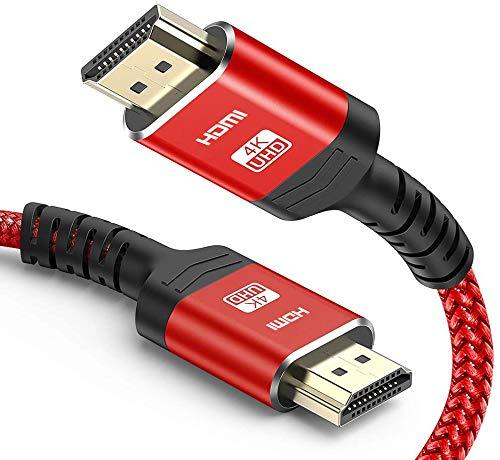 4K 60HZ Red 6.6ft HDMI Cable,Highwings 18Gbps High Speed HDMI 2.0 Braided Cord-Supports (4K 60Hz HDR,Video 4K 2160p 1080p 3D HDCP 2.2 ARC-Compatible with Ethernet Monitor HDTV 6.6 feet
