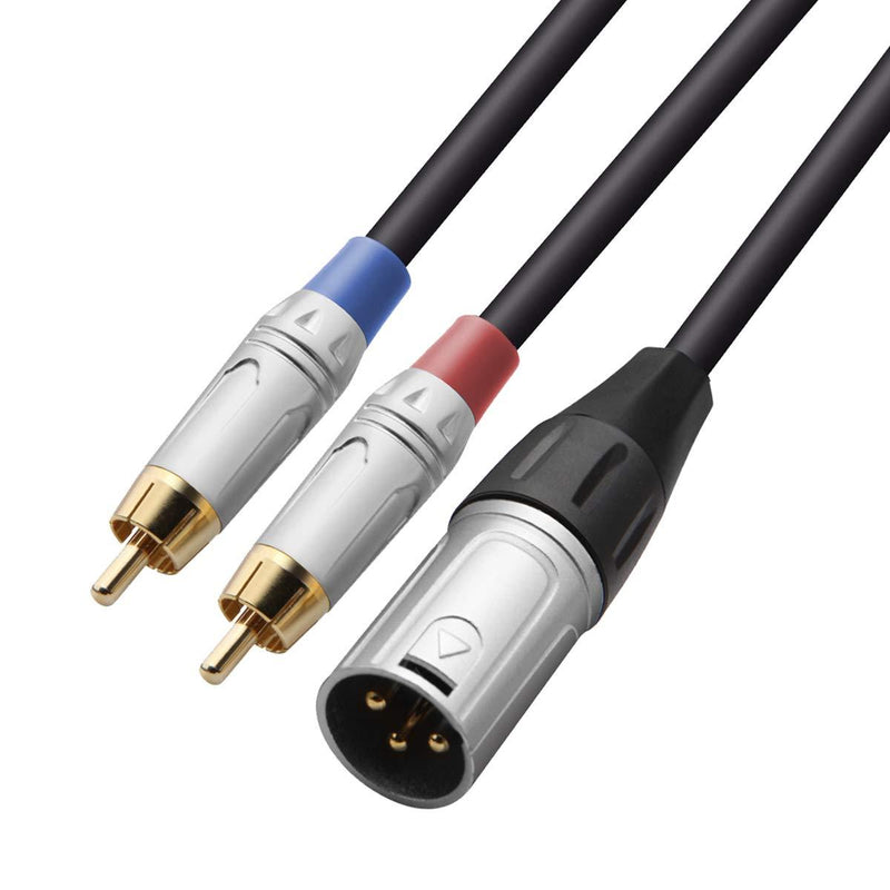 [AUSTRALIA] - TISINO 2 RCA to XLR Male Y Splitter Cable, Unbalanced Dual RCA Male to 1 XLR Splitter Duplicator Lead Y-Cable Adapter - 3.3 feet 3 feet 
