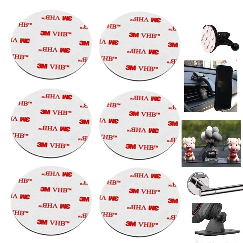 80mm(3.15") Circular Double Sided Sticky Pads 6Pcs Strong Adhesive Pad for Car Mount Mounting Holder Windshield GPS Camera Lock Sucker Suction Cup Hook Dashboard Toys