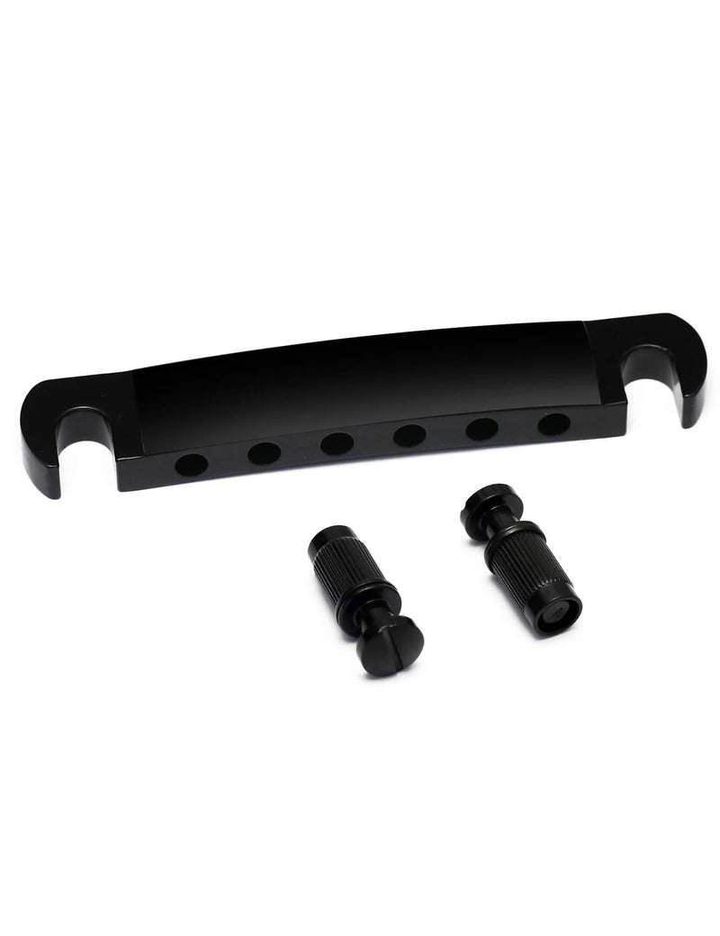 Metallor Tune-O-Matic Style Guitar Stop Bar Tailpiece for LP Les Paul SG Style Electric Guitar Parts Replacement. (Black) Black