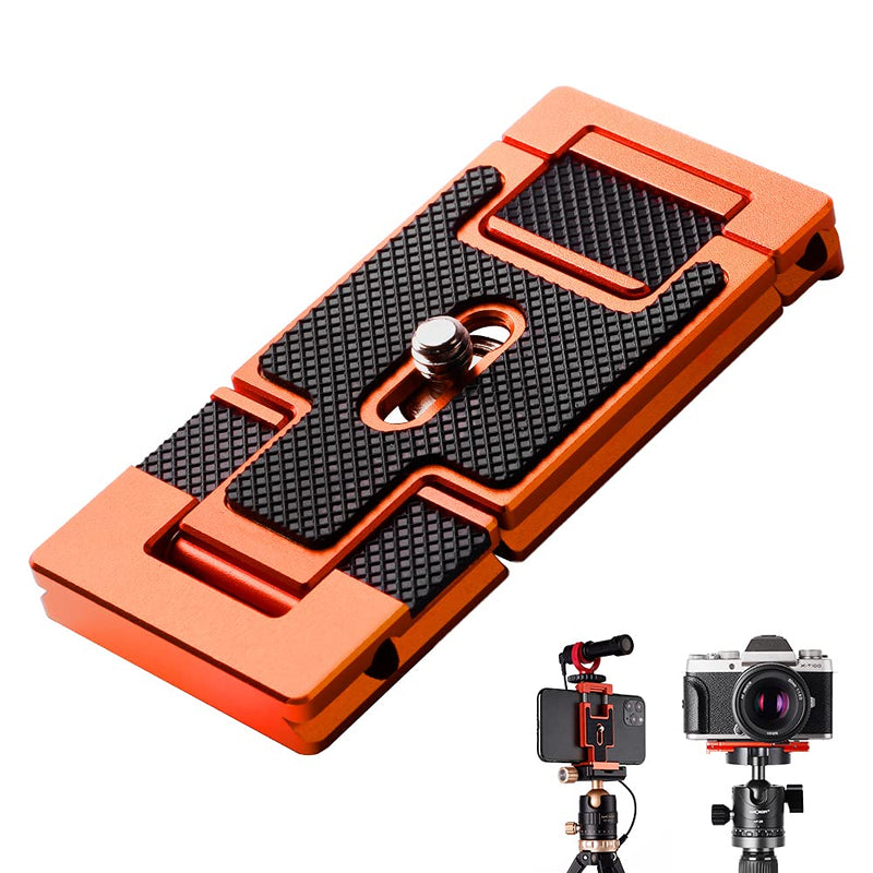 K&F Concept Aluminum Alloy Quick Release Plate with 1/4 Inch Screw for Camera, Cage, Cellphone etc （Orange） Orange