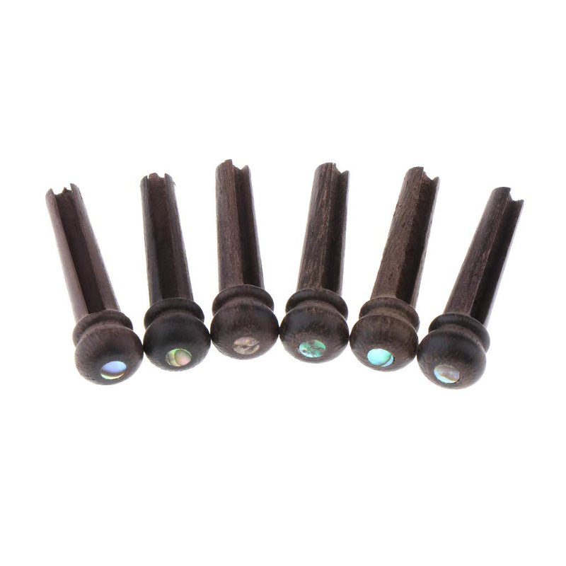 [AUSTRALIA] - Alnicov Guitar Bridge Pins 6pcs Rosewood Pins with 2.0mm Pearl Shell Dot Guitar Pressure String Nails Pin Replacement and Accessories Guitar Parts Pack of 6 Pieces 