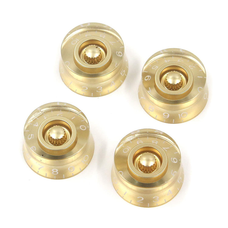 Geesatis Control Speed Knobs 4 pcs Gold Electric Guitar Top Knobs LP Style Les Paul Control Knobs Speed Volume Tone Control Speed Knobs for Guitar Bass