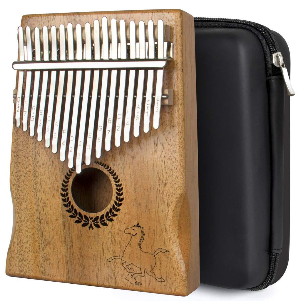 lotmusic Kalimba Thumb Piano 17 keys Portable Mbira Finger Piano With Mahogany Wood And Tune Hammer Gifts For Adult Kids And Beginners Horse