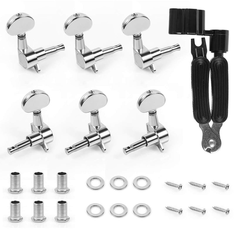 6 Pieces Guitar Machine Heads Knobs Guitar String Tuning Pegs Machine Head Tuners for Electric or Acoustic Guitar (3 for Left, 3 for Right)