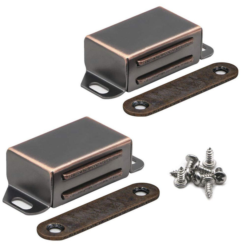 KAILEYOUXIANGONGSI 20 lbs Magnetic Door Catch, Heavy Duty Latch for Cabinets Shutter Closet Furniture Door, Stainless Steel Cabinet Catch, Oil Rubbed Bronze (2 Pack) 2pcs