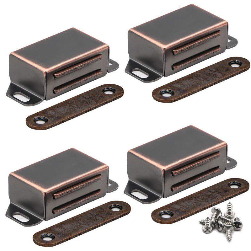 20 lbs Magnetic Door Catch, Heavy Duty Latch for Cabinets Shutter Closet Furniture Door, Stainless Steel Cabinet Catch, Oil Rubbed Bronze (4 Pack) 4pcs