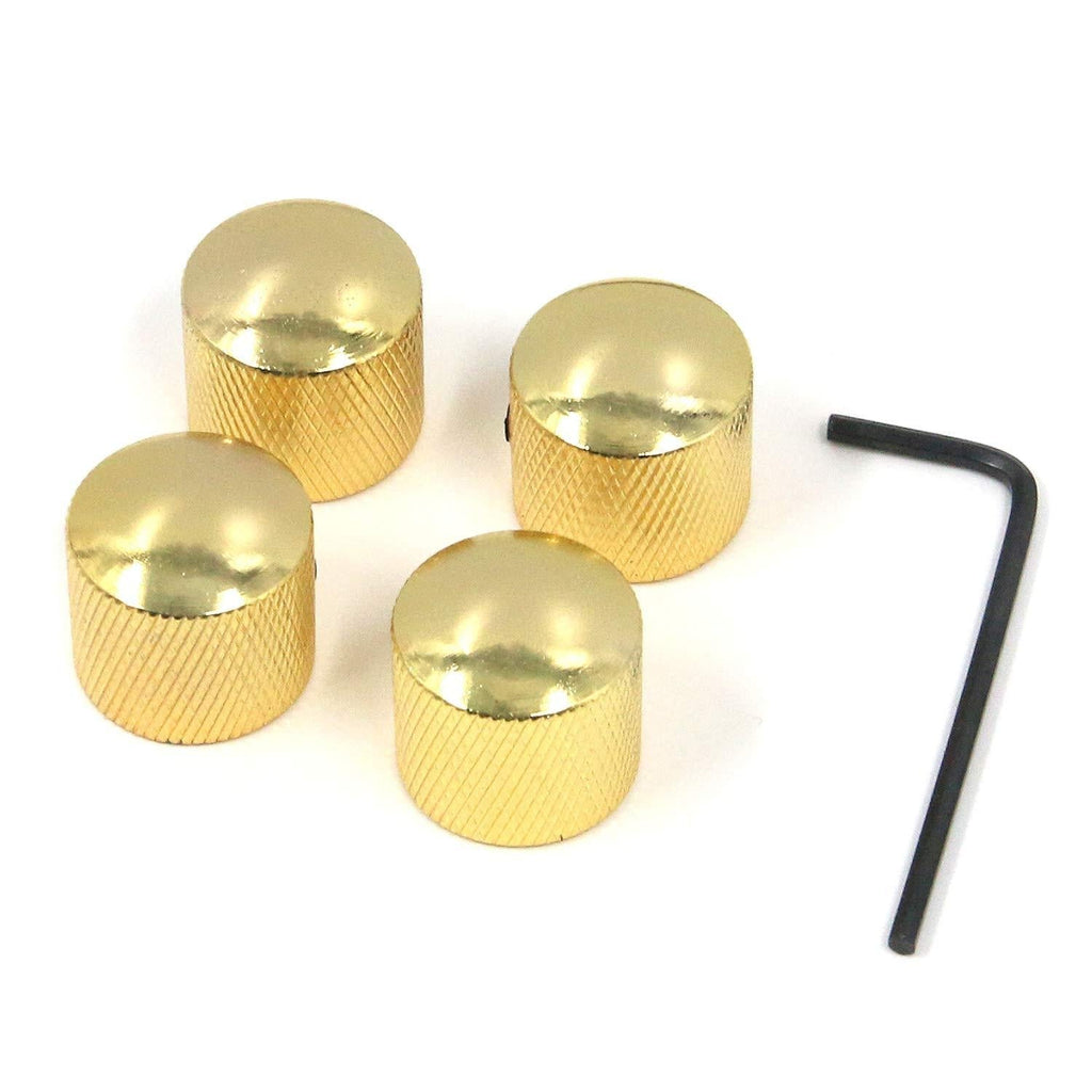 Geesatis 4 pcs Gold Electronic Rotary Potentiometer Knob for 6 mm / 0.24 inch Diameter Shaft, Volume Control Knob Audio knob Guitar Knob Switch Knob, with Wrench