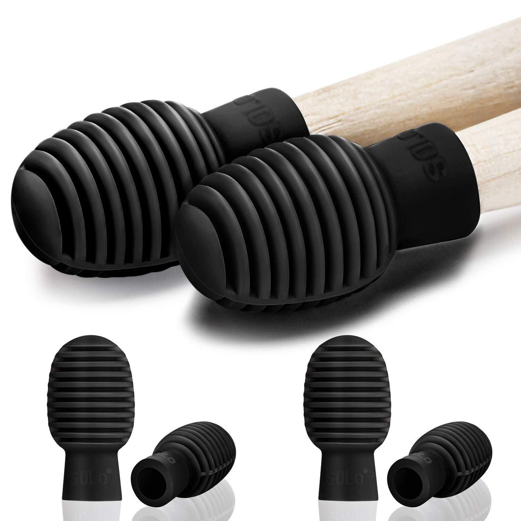 4 Pieces Drum Mute Drum Dampener Silicone Drumstick Silent Practice Tips Percussion Accessory Mute Replacement Musical Instruments Accessory (Black) Black