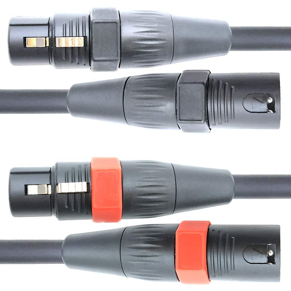[AUSTRALIA] - TECKOON Microphone Cable with NEUTRIK Connector(YONGSHENG XLR Plug),Each 3pin XLR Male to XLR Female Cord with Black and Red Ring,Both 10 feet,2 Pack. 10ft-2pack 