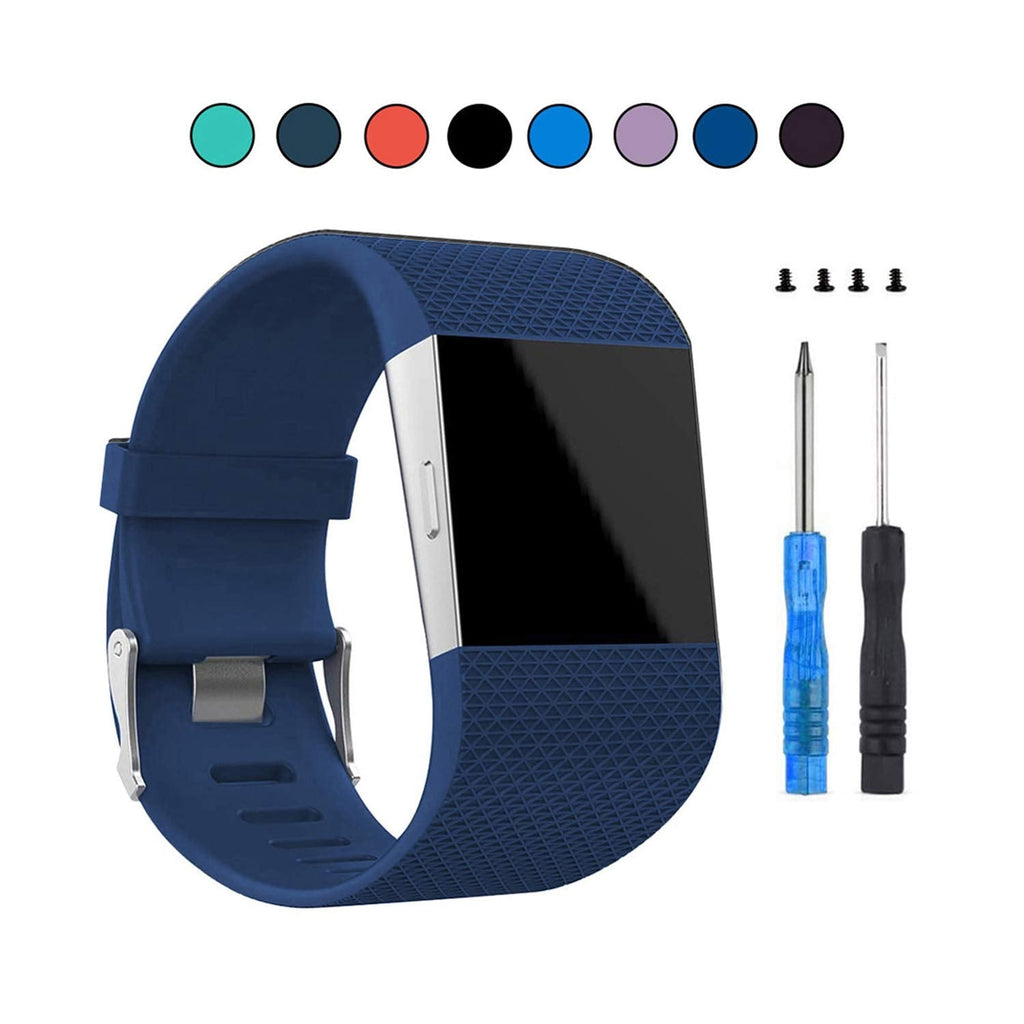 VINIKI Sport Waterproof Watch Bands Compatible with Fitbit Surge Smart Watch Large and Small Size for Women/Men (Dark Blue,Small) Dark Blue
