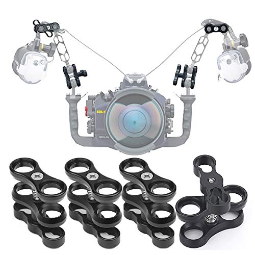 [AUSTRALIA] - 4 Pcs 1" Aluminum Ball Clamp Mount for Underwater Diving Light Arms Tray System, Photography Diving Camera Black 4pcs 