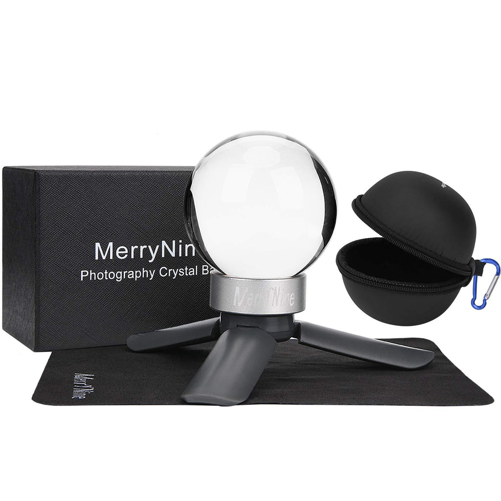 MerryNine K9 Crystal Photography Ball, K9 Lens Crystal Ball with Mini Tripod, Universal Camera Interface Round Metal Base and Pouch, for Photo Teaching Light Spectrum Physics Art Decor (60mm) 60mm
