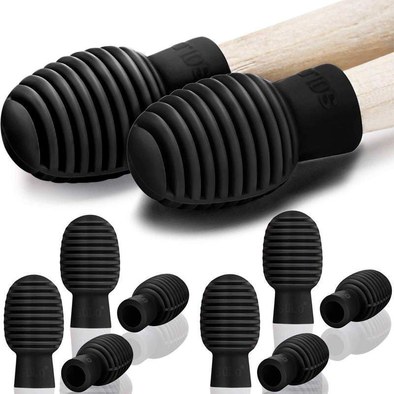 8 Pieces Drum Mute Drumstick Silent Tip Drum Dampener Accessory Rubber Practice Percussion Tips Mute Replacement Drum Practice Tips (Black) Black