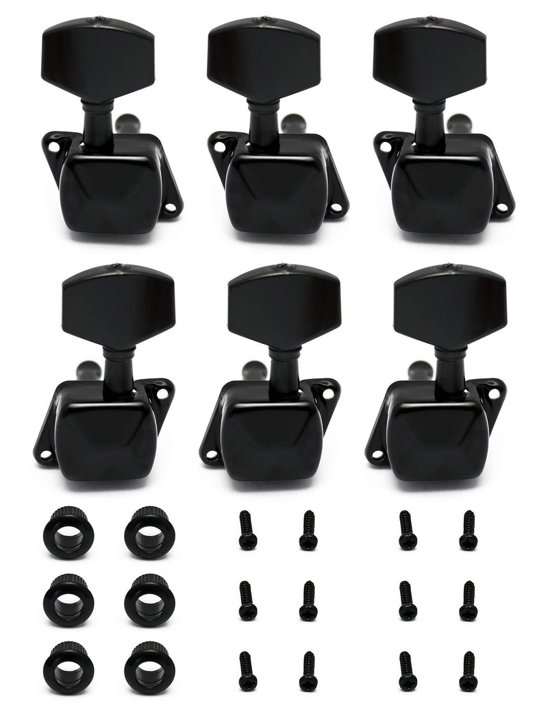 Metallor Semiclosed String Tuning Pegs Machine Heads Tuners 3L 3R Electric Acoustic Guitar parts Replacement Set of 6Pcs Black. 3L 3R-Black