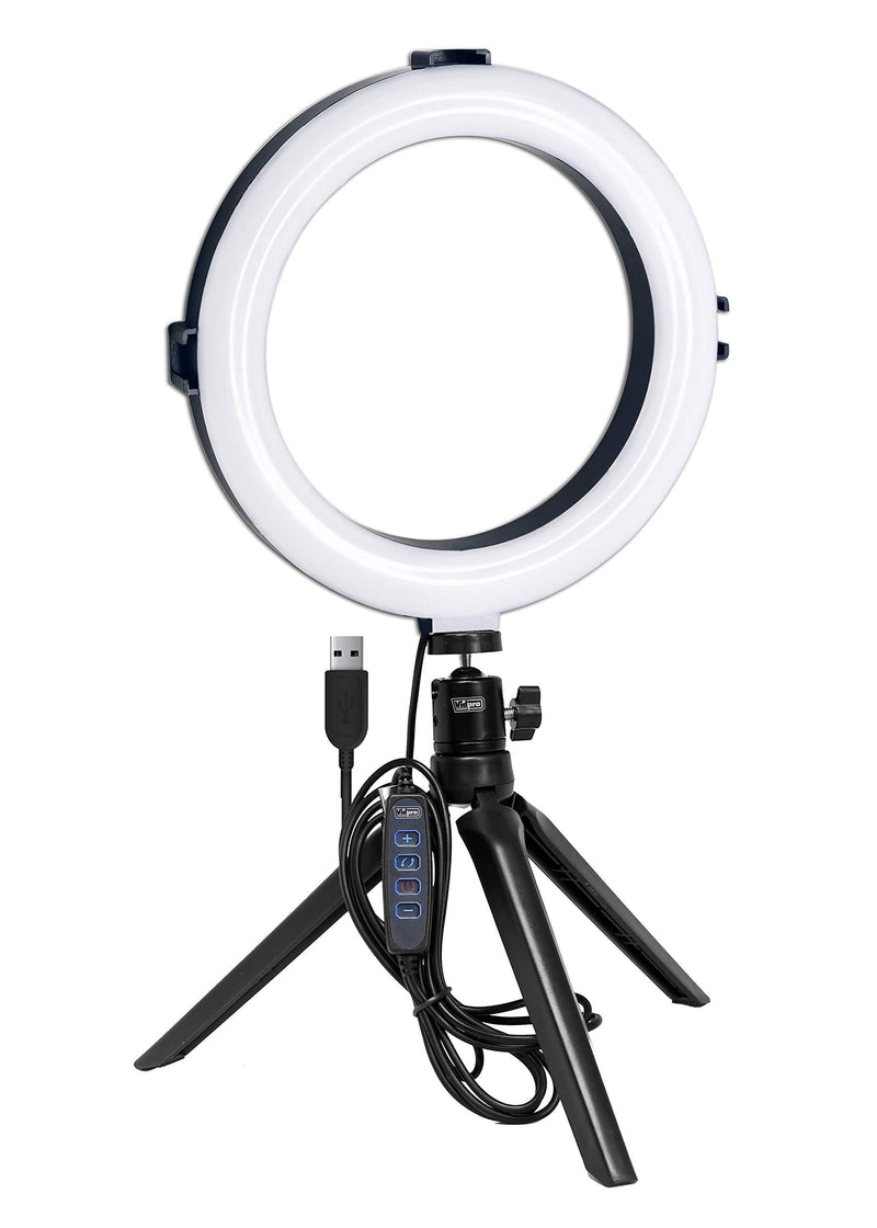 Vidpro RL-8 8" Inch LED Ring Light Kit with Mini Tripod and Ball Head. USB Powered for Portraits, Makeup, Modelling, Vloggers, Macro Photos and YouTube. Variable Color Temperature 2800K 4500K 6500K