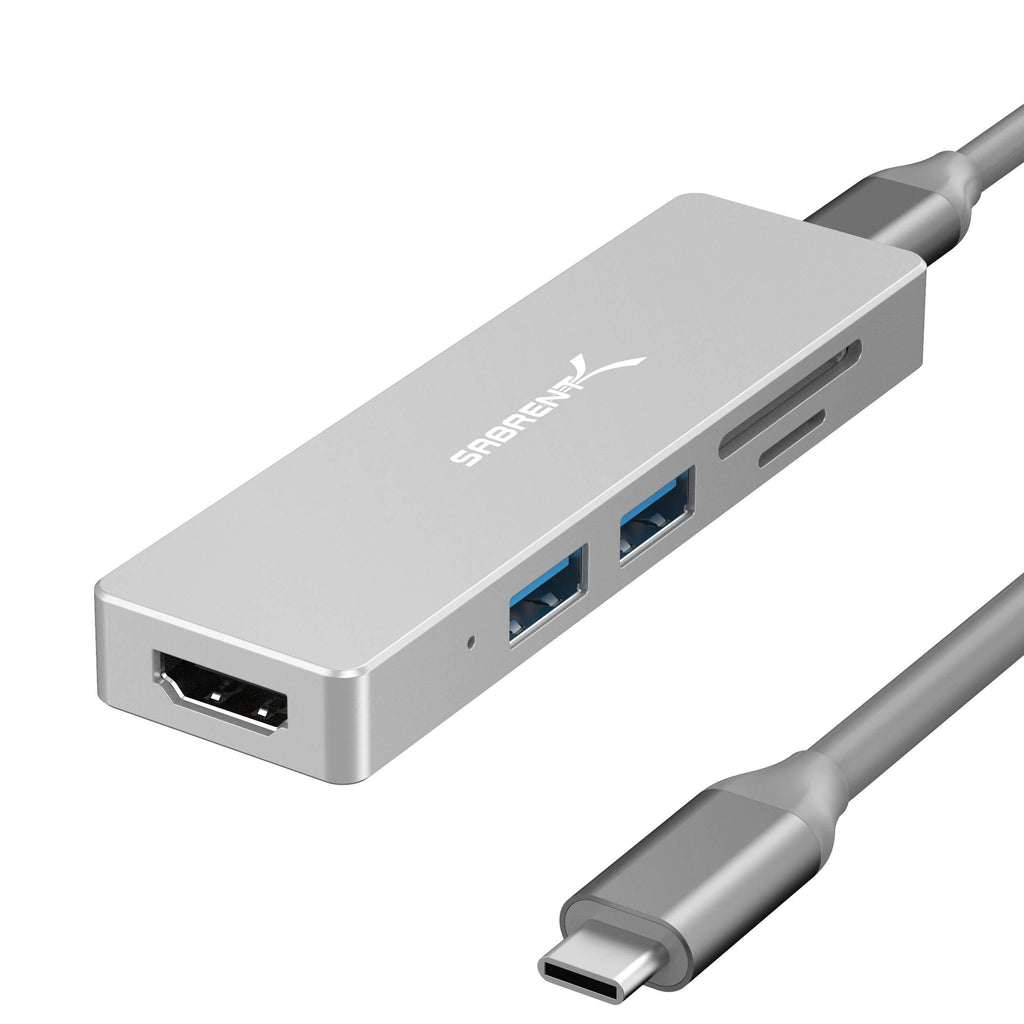Sabrent 5 in 1 USB C Multi-Port HUB for Windows & Mac OS | SD & Micro SD Card-Reader | HDMI 2.0 Port - Up to 4K @30Hz | 2 x USB 3.0 Ports (HB-HUCR) 5 in 1 USB C Hub