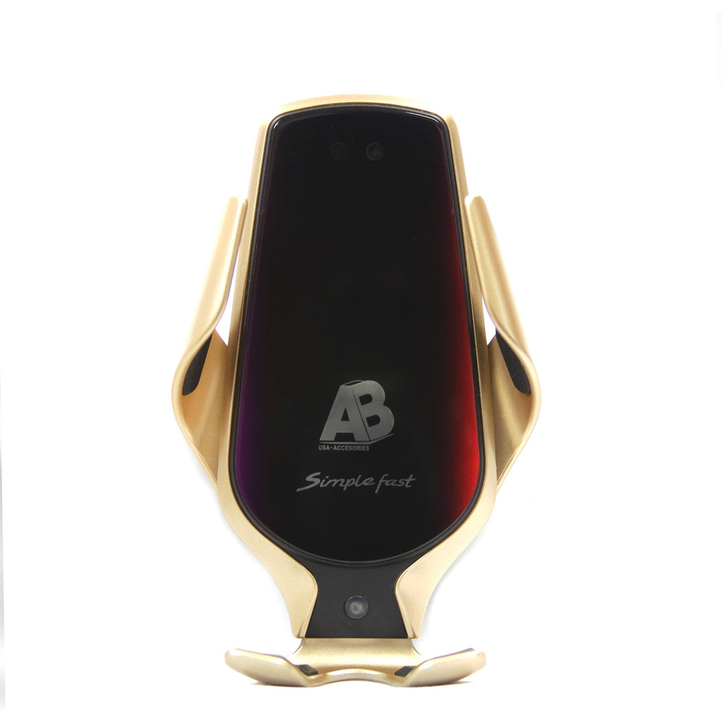 Wireless Charger and car Mount for Phone, R3 Smart Sensors by AB Accessories (Gold)