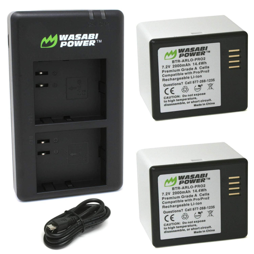 Wasabi Power Battery (VMA4400, 2-Pack) for Arlo Pro, Arlo Pro 2 and Dual Battery Charger Station (VMA4400C)