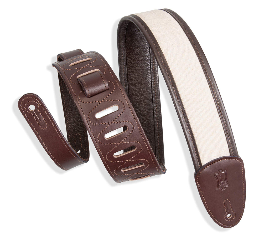 Levys' Leathers 2.5" Wide Hemp Webbing Guitar Strap with Garment Leather Backing; Dark Brown (MHG2-DBR) Slider