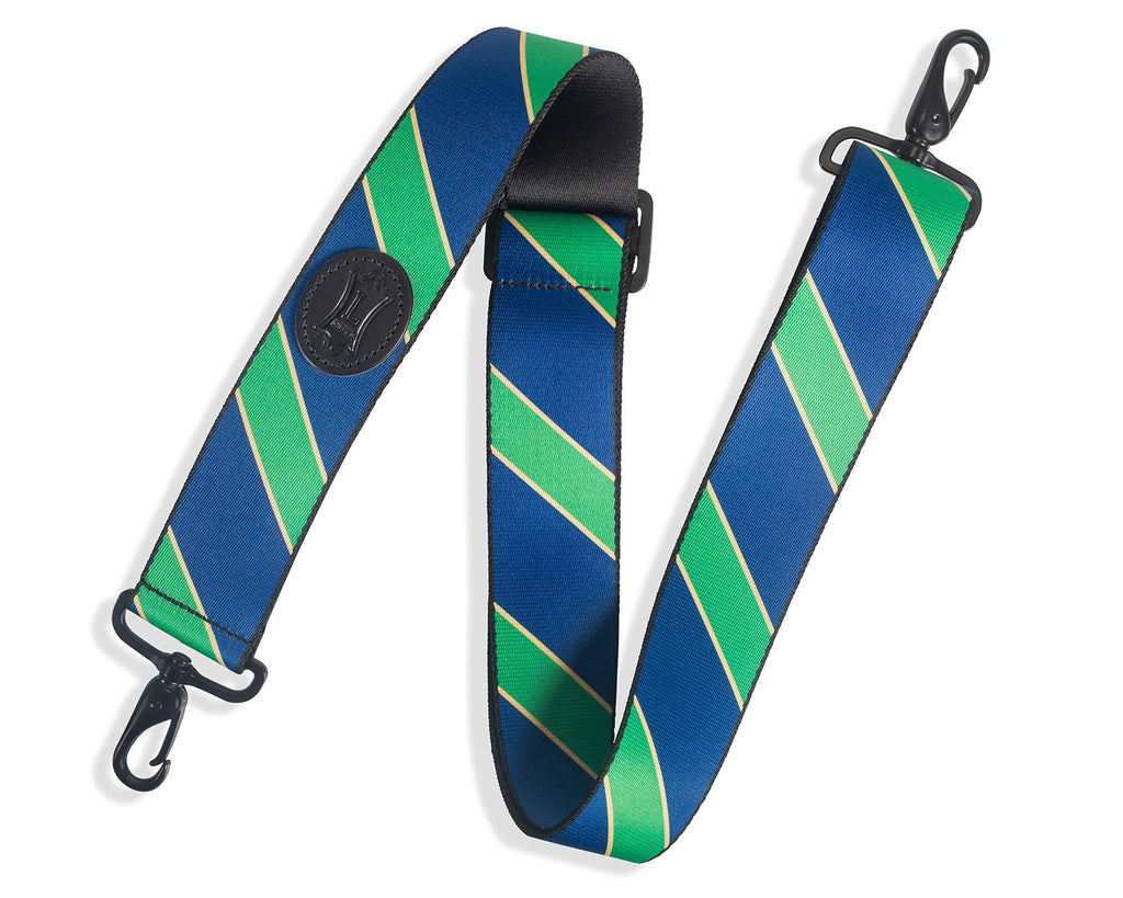 Levy's Leathers 2" Wide Polyester Spirit Case Strap Fits Most Insturment Cases with D-Ring Clips; Navy, Green (MCS-006) Navy/Green