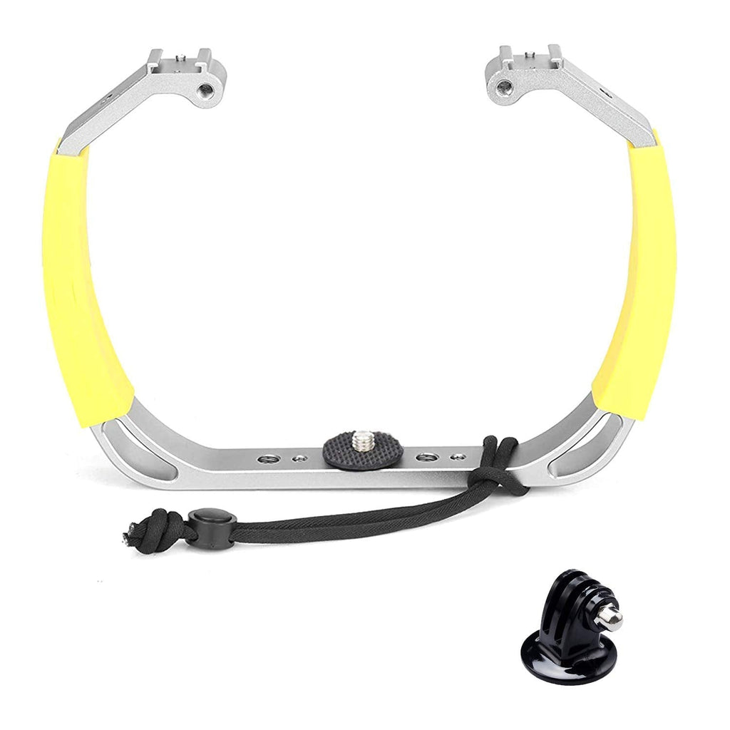 Movo GB-U80 Underwater Diving Rig with Cold Shoe Mounts, Wrist Strap - Compatible with GoPro HERO, HERO3, HERO4, HERO5, HERO6, HERO7, HERO8, HERO9, Osmo Action Cam - Scuba GoPro Accessory (XL Version) Large Yellow