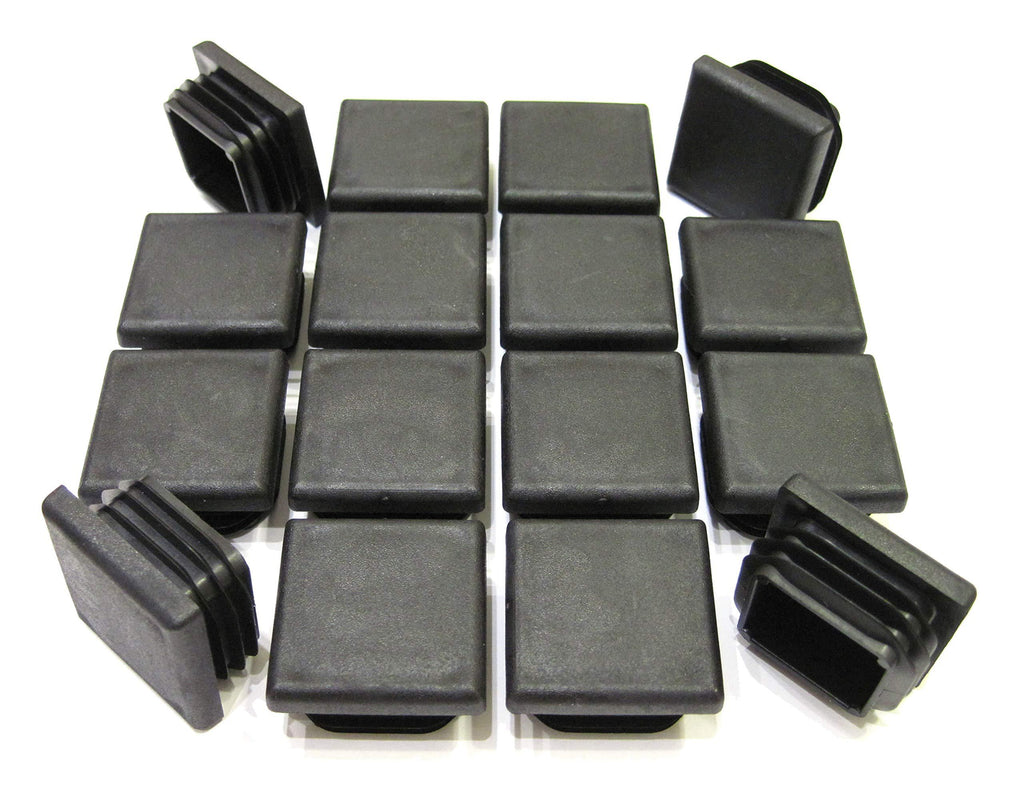 16pcs Pack: 1 1/4 Inch Square Black Plastic End Cap (for Hole Side Size from 1 to 1 3/16, Including 1 1/8 inches), Furniture Finishing Plug 16