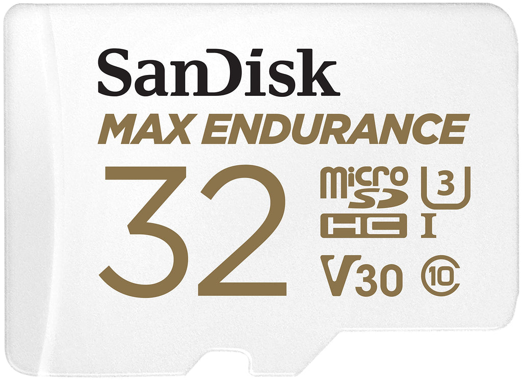 SanDisk 32GB MAX Endurance microSDHC Card with Adapter for Home Security Cameras and Dash cams - C10, U3, V30, 4K UHD, Micro SD Card - SDSQQVR-032G-GN6IA