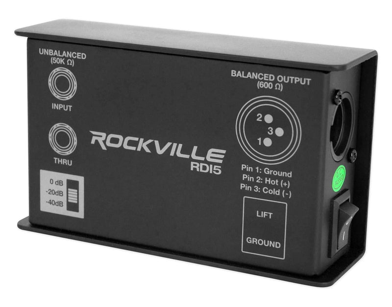 [AUSTRALIA] - Rockville RDI5 DI Box Converts Guitar/Instrument Signal to Balanced Line Level 
