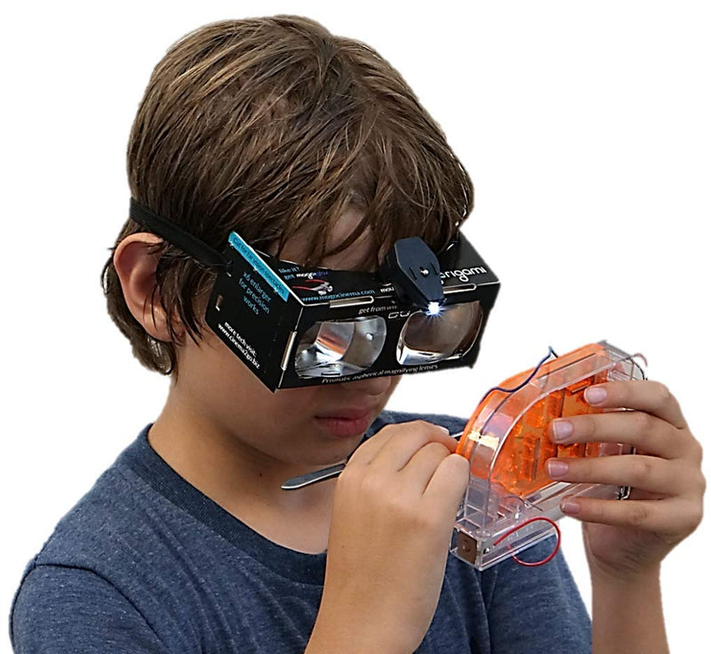 MOGORIGAMI Optical Origami kit (LED is not Included) Unique Prismatic Lenses, Binocular Magnifier, 2D Smartphone viewer, 3D Spatial Thinking, fine motoric Skills, Augmented Reality (not VR)