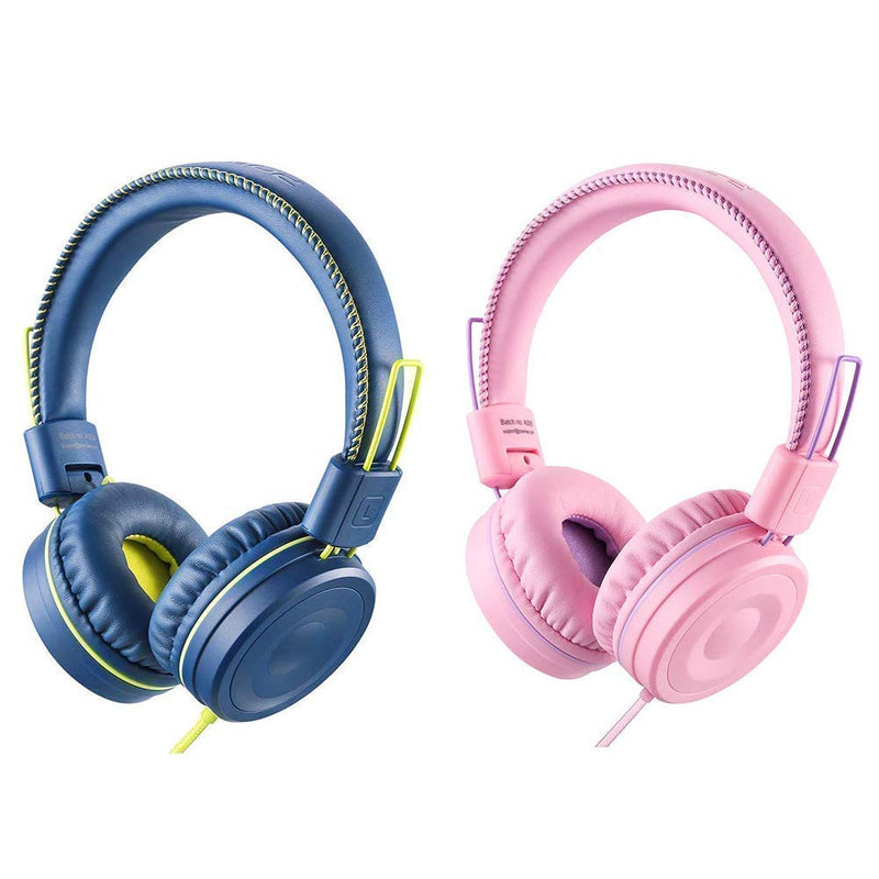POWMEE Bundle M1 Kids Headphones Wired Headphone for Kids,Foldable Adjustable Stereo Tangle-Free,3.5MM Jack Wire Cord On-Ear Headphone for Children