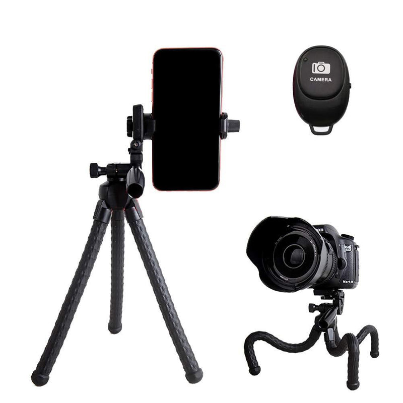 TMANGO iPhone Tripod with 3-Way Head and Wireless Remote Shutter, Flexible Portable Mini Tripod with Universal Clip and 1/4’’ Screw for iPhone, Android Samsung, GoPro, Action Camera