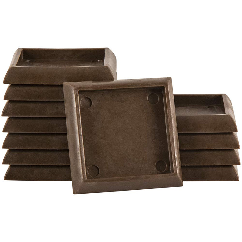 SoftTouch 4653595N Furniture Caster Cups Square for Carpet or Durable Hard Floors, 1-3/4 Inch, 12 Pack, Brown, 12 Count