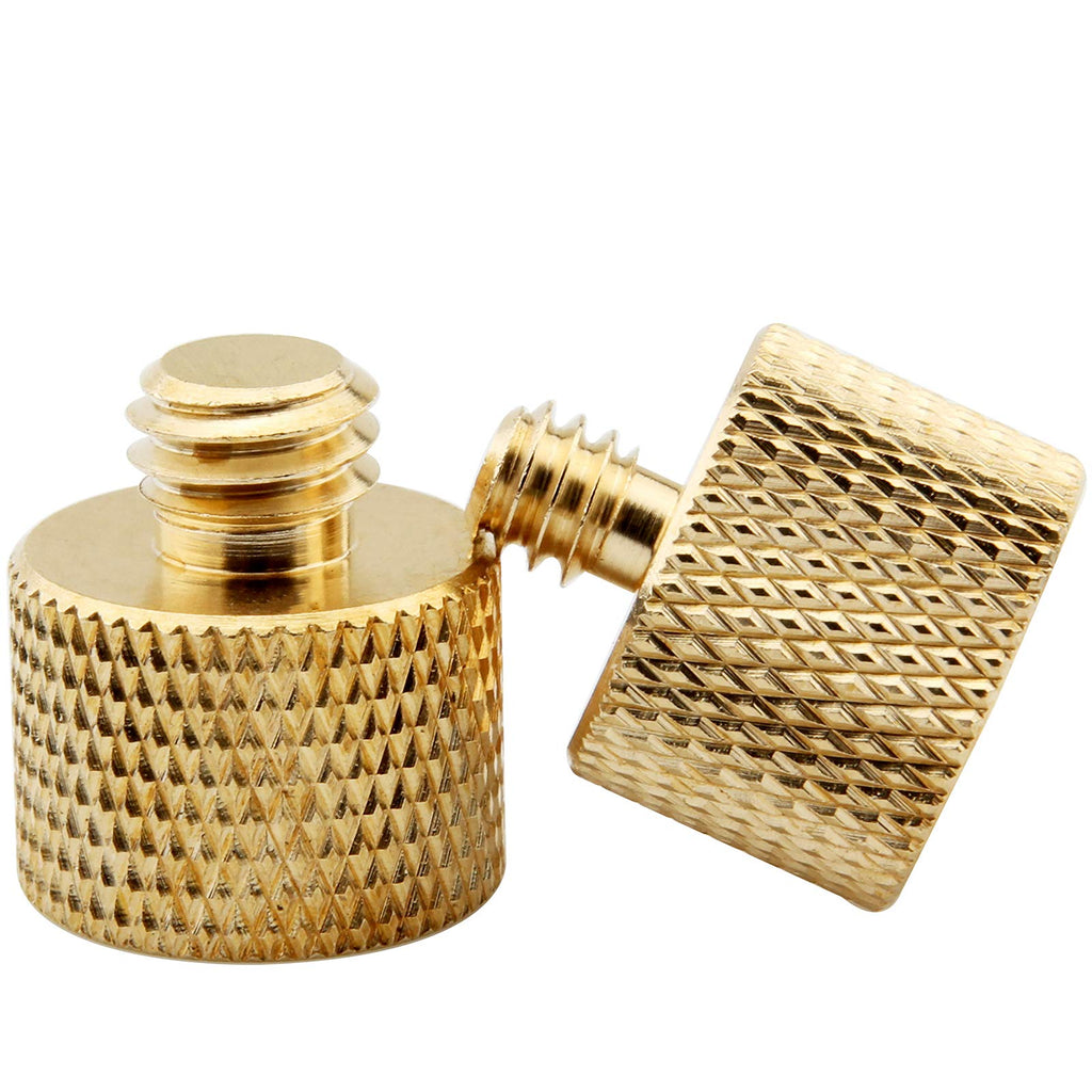 2 Pieces, 3/8 Male to 5/8 Female, 1/4 Male to 5/8 Female, Male to Female Adapter, Microphone Holder Adapter, Combination kit, (Solid Brass)