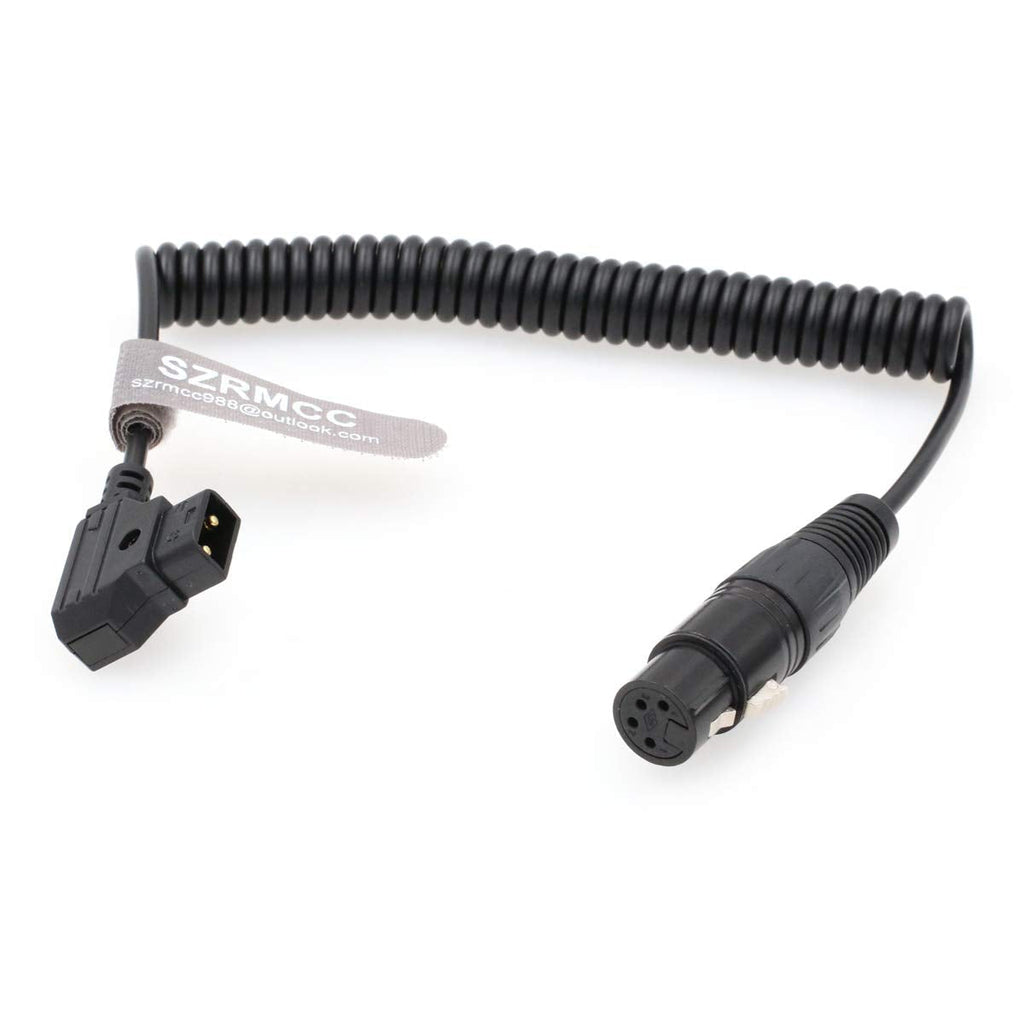 SZRMCC XLR 4 Pin to D-tap Coiled Power Cable for DSLR Camcorder Practilite 602 LED Light Sony F55 SXS Camera Monitor Coiled Cable