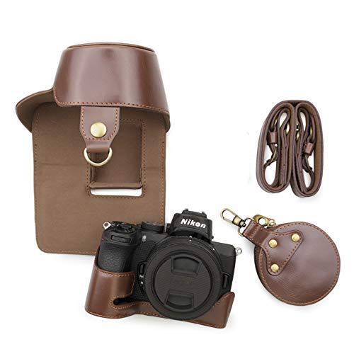 Nikon Z50 Case, kinokoo Camera Bag PU Leather Case for Nikon Z50 Camera with Z DX 16-50mm f/3.5-6.3 VR Lens, Protective Case Carring Bag for Z50 (Coffee) Coffee