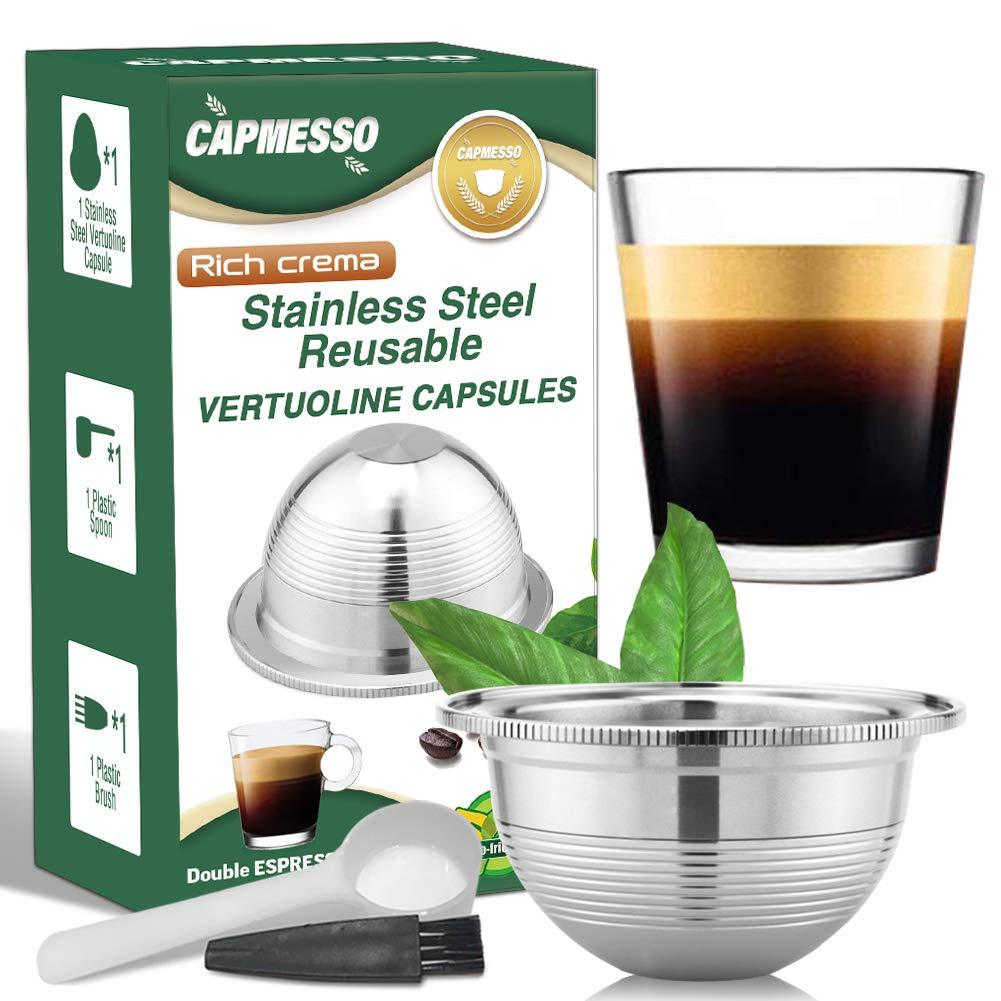 CAPMESSO Coffee Capsule, Reusable Vertuoline Pod Refillable Vertuo Capsules Stainless Steel Compatible with Nespresso Vertuoline GCA1 and Delonghi ENV135S (2.5OZ-Double Espresso Cup(Small) 2.5OZ(Small Cup)