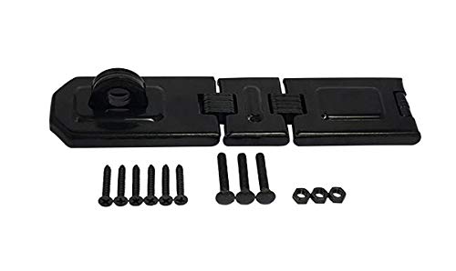 QCAA Extra Heavy Duty Concealed Safety Hasp, Flexible Link, with Hardened Staple, 7-1/2" Double Flexible, Black Coated, 1 Pack 7-1/2"