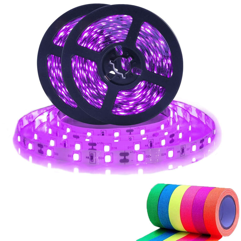 [AUSTRALIA] - 【2 Packs】 UV LED Strip Light,32.4ft Black Party Light,Flexible LED UV Black Light Fixtures with 6 Colors Ribbon for Indoor Glow Party,Body Paint,Stage Lighting,Christmas 