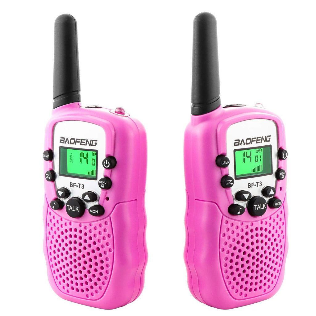 Kids Walkie Talkies BF-T3 Mini 2 Way Radios for Boys Girls 22 Channels FRS UHF 462-467MHz Frequency - 1 Pair Pink