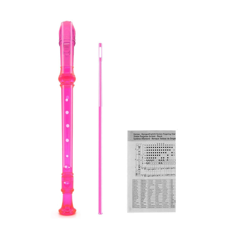 SJOYS 8-Hole Soprano Descant Recorder Kids Music Flute with Cleaning Rod & Case Bag For School Student Home Entertainment Transparent Pink