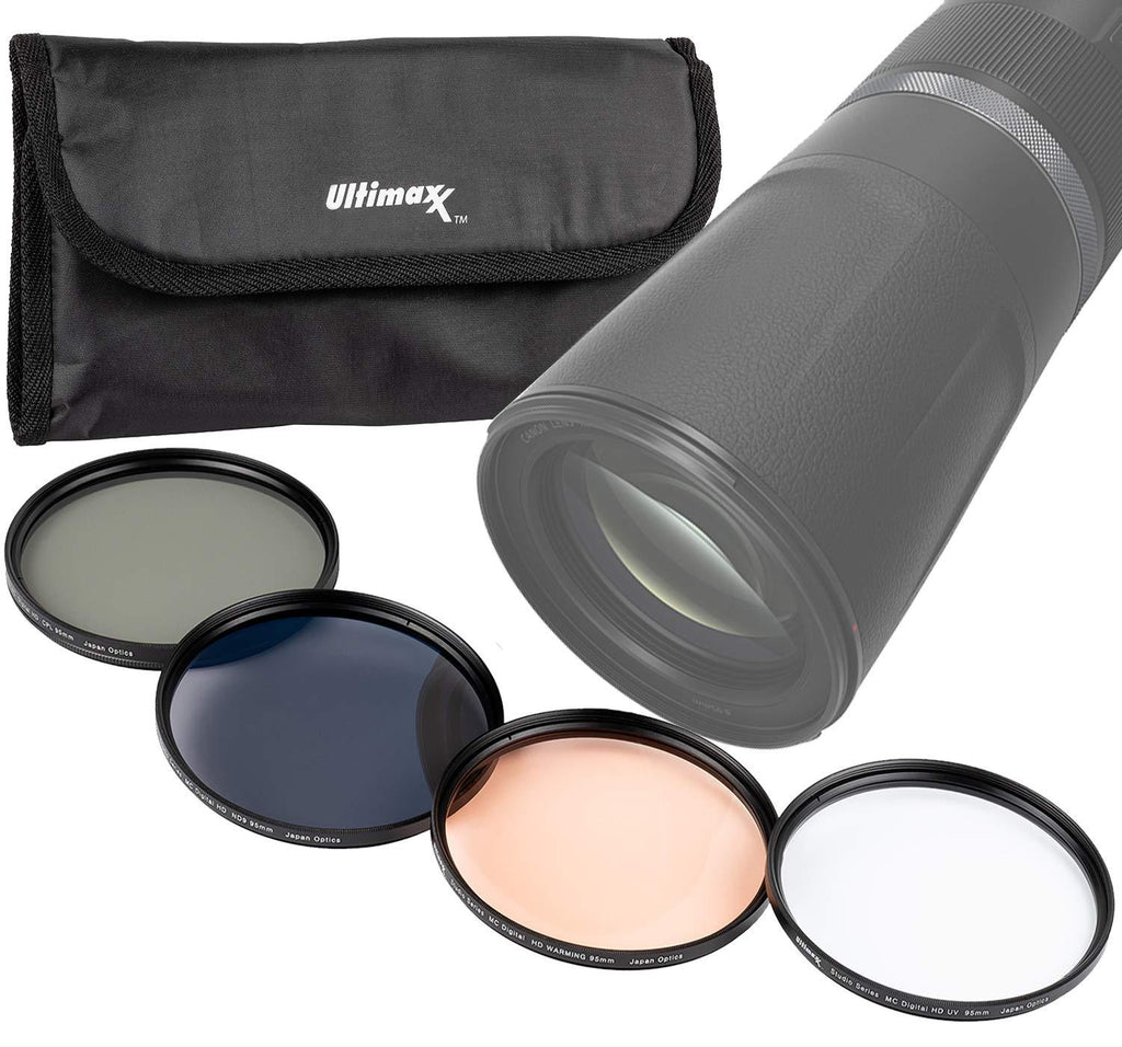 95MM Ultimaxx Professional Four Piece HD DigitalFilter Kit (UV, CPL, ND9, Warming Filters) for Camera Lens with 95MM Filter Thread and Protective Filter Pouch