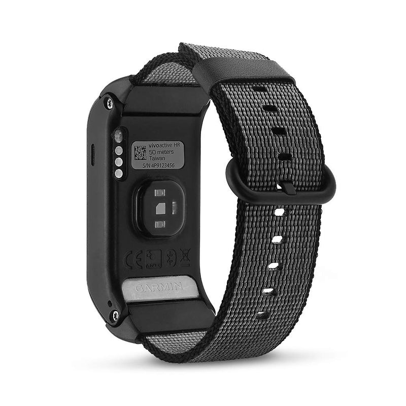 C2D JOY Classic Nylon Weave Band Compatible with Garmin vivoactive HR Watch Bands Replacement Accessory Strap Large (Fits 6.7-9.0" wrists) Black