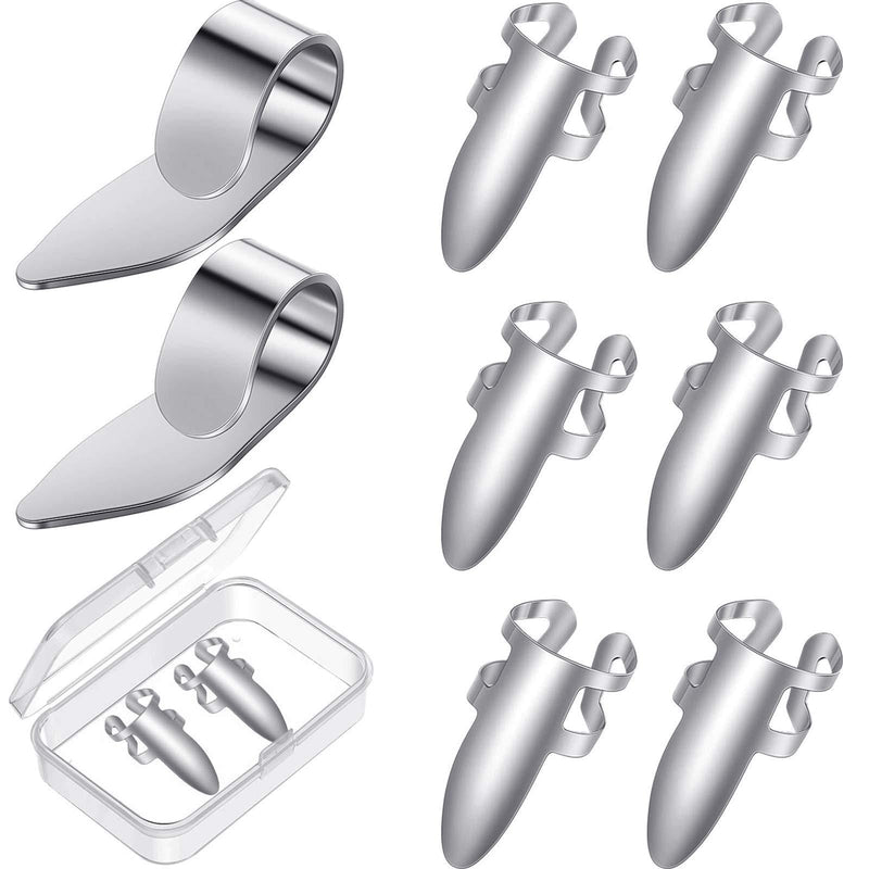 8 Pieces Guitar Thumb Finger Picks Stainless Steel Guitar Picks Thumb Picks Finger Picks with Plastic Case for Electric Guitar Bass Ukulele (Silver) Silver