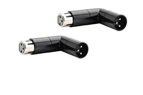 [AUSTRALIA] - Pair of XLR Angle Adapter Dual Male and Female | L-Shaped Connector Metal Adapter with 4 Adjustable Angle Positions 