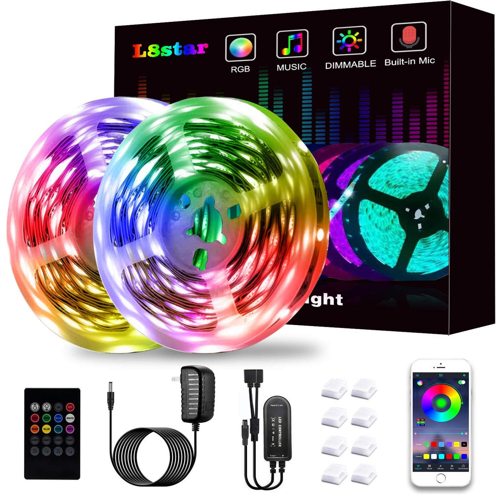 [AUSTRALIA] - LED Strip Lights, L8star Led Lights Smart Color Changing Rope Lights 32.8ft/10M SMD 5050 RGB Light Strips with Bluetooth Controller Sync to Music Apply for TV, Bedroom and Home Decoration (32.8ft) 