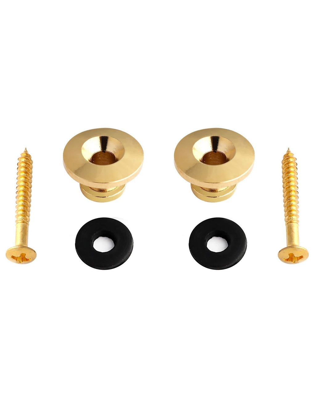 Metallor Guitar Strap Locks and Buttons End Pins with Mounting Screws and Washers for Electric Guitar Bass Acoustic Guitar Ukulele Mandolin Gold.